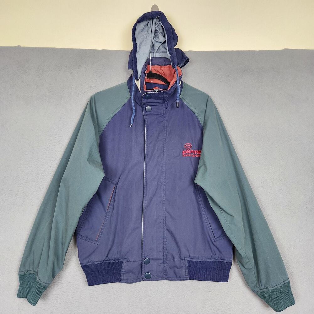 Vintage Swingster Jacket Mens Medium Blue Hooded Empire Comfort Systems 90s